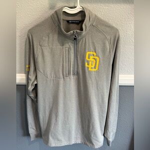 SD Padres Cutter & Buck brand Gray Quarter-Zip with San Diego Padres Yellow Logo